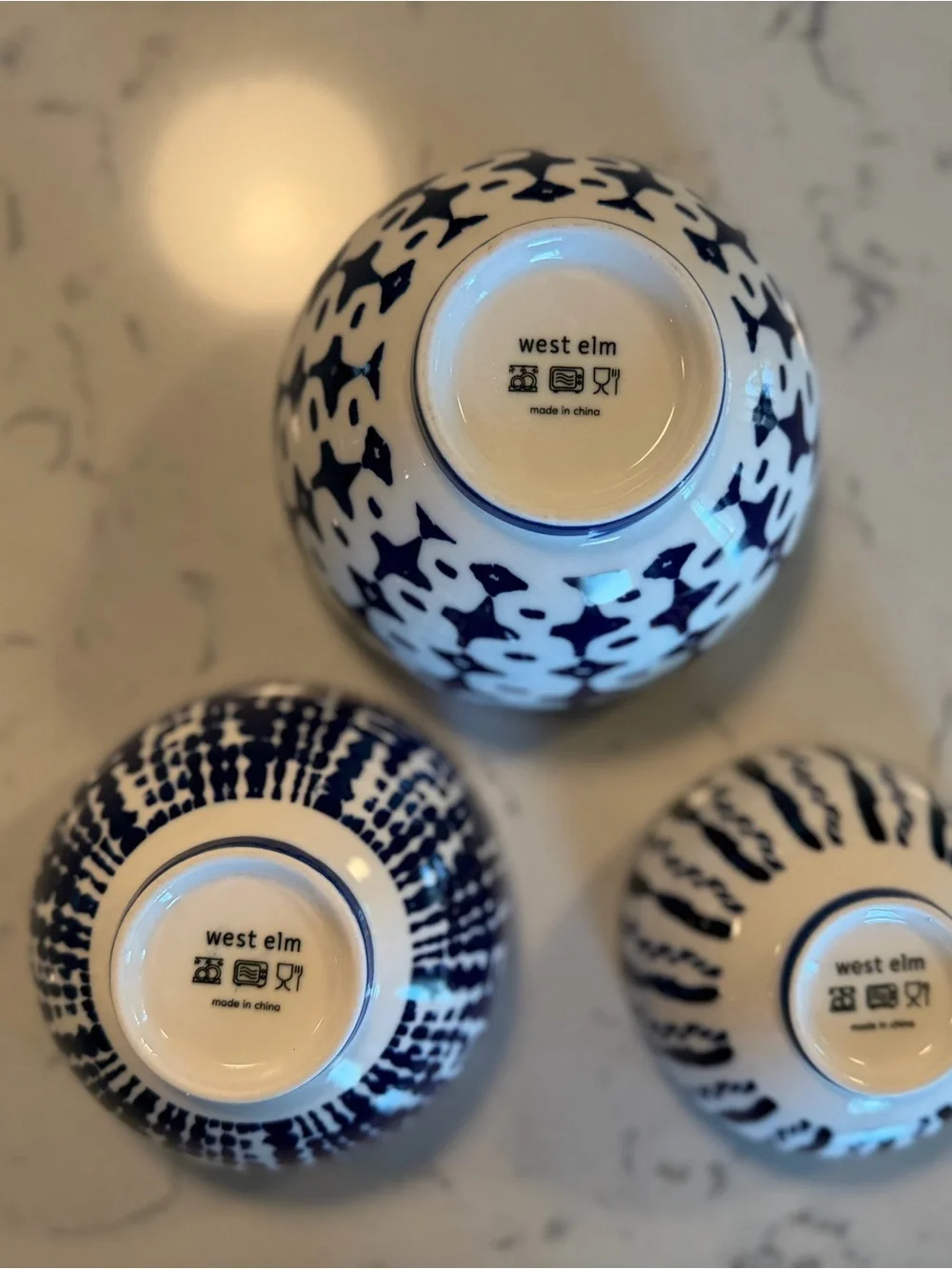 West Elm Set of 3 Indigo TieDye Nesting Bowls